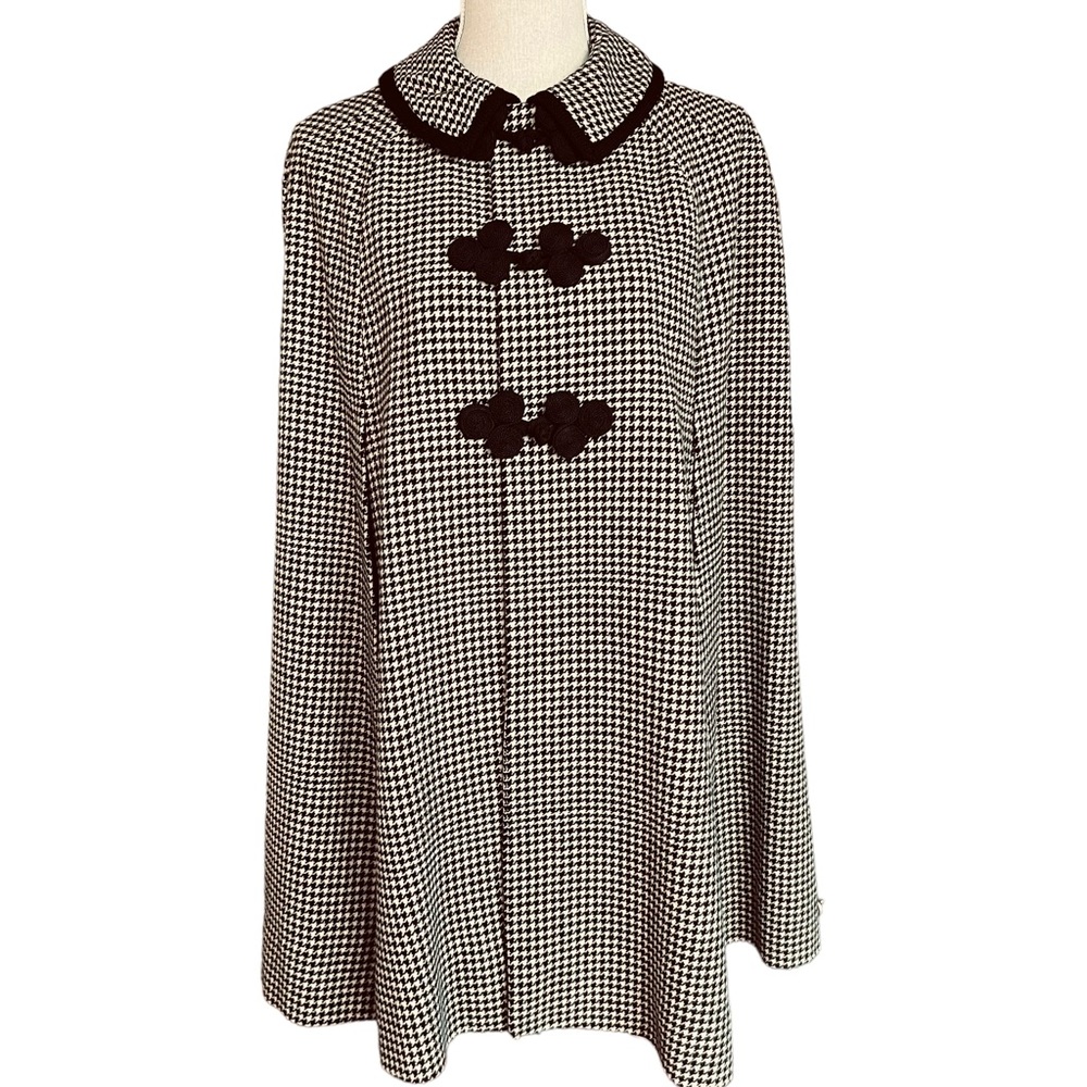RARE Vintage Pendleton Wool Black Houndstooth Cape Size Small/Medium 50's